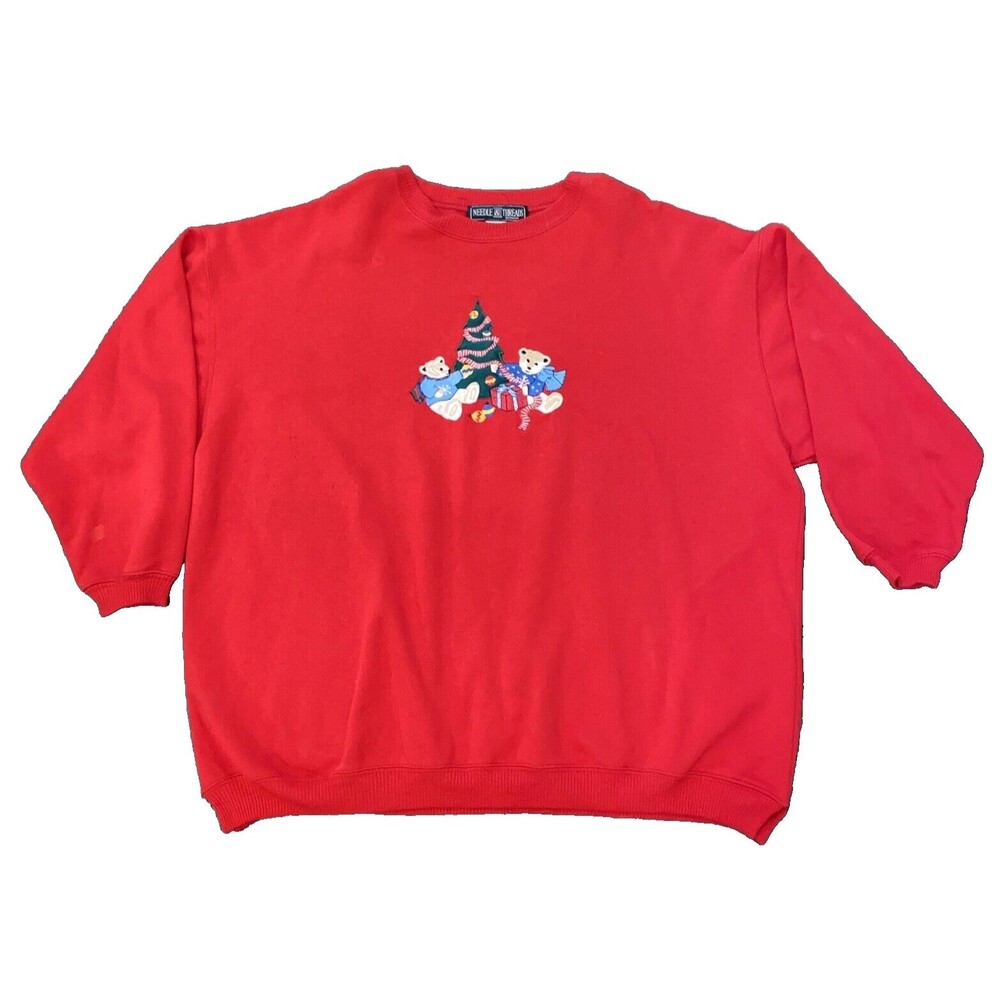 Needle & Threads Vintage BEAR CHRISTMAS Pullover Sweater Unisex 3XL